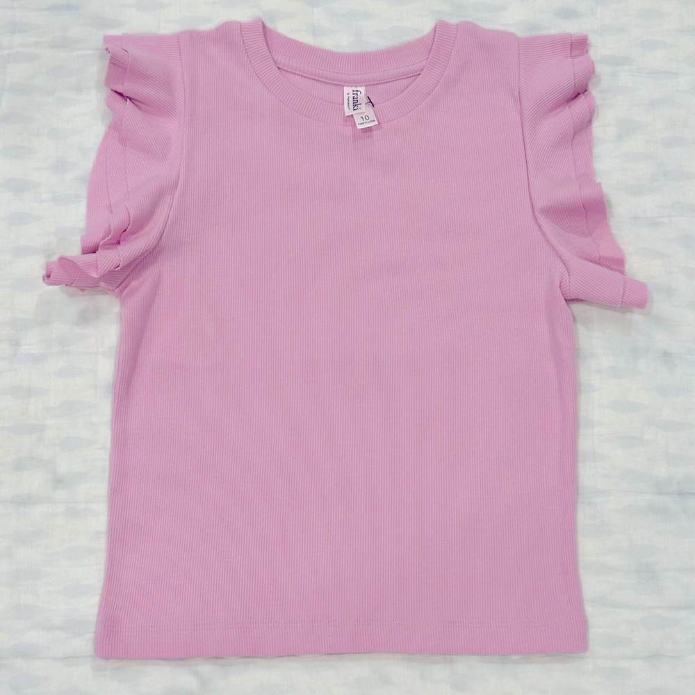 Girls size 10 ruffle top pink FRANKIE
